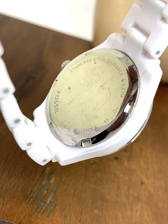 Fossil Women\'s Watch ES2437 Quartz Mother of Pearl Dial White Resin Band 30mm main image 10